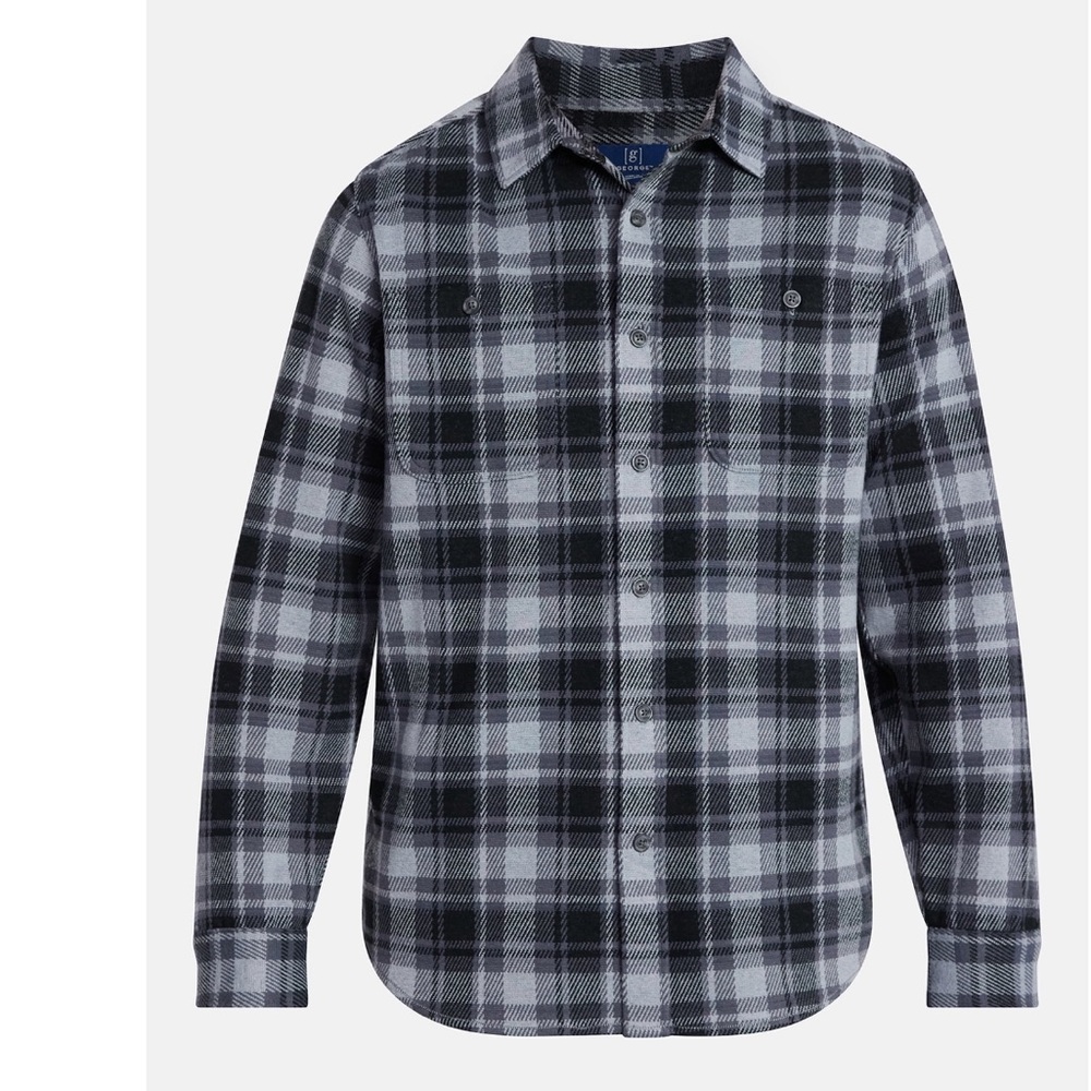 George Men's Knit Overshirt with Long Sleeves Size 2XL